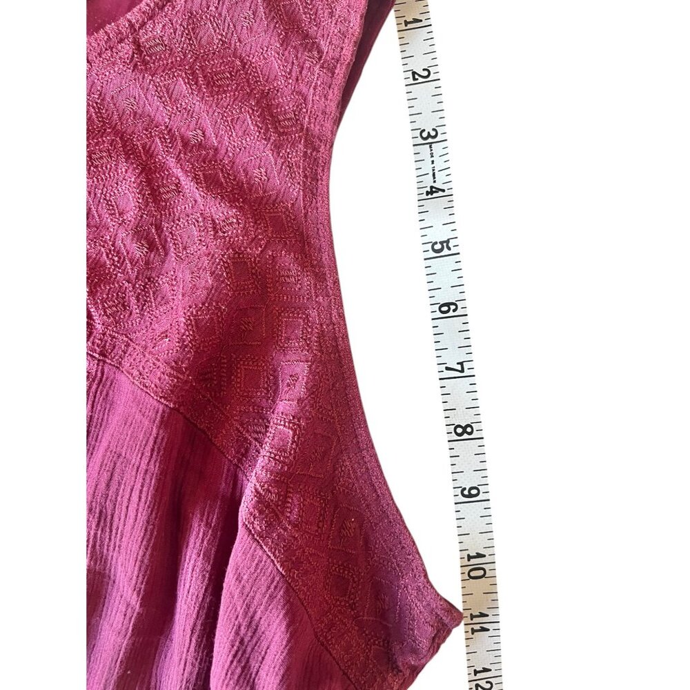 Womens 2X Maroon High/Low Dress By Ai  Diamond bodice Pattern Crinkle Fabric - Picture 8 of 16